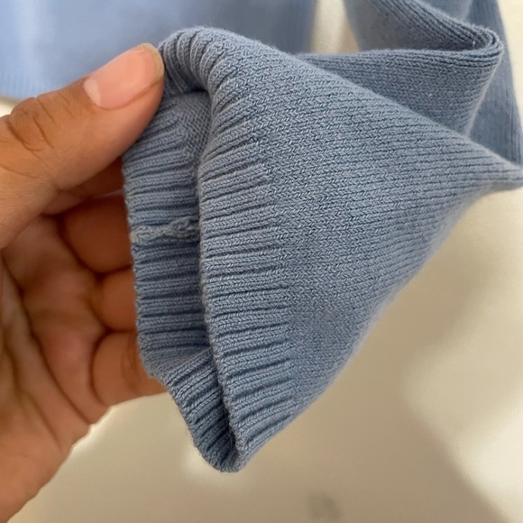 Shu Shu V Neck Stretch Knit Zipper Cardigan Ribbed - Picture 3 of 4